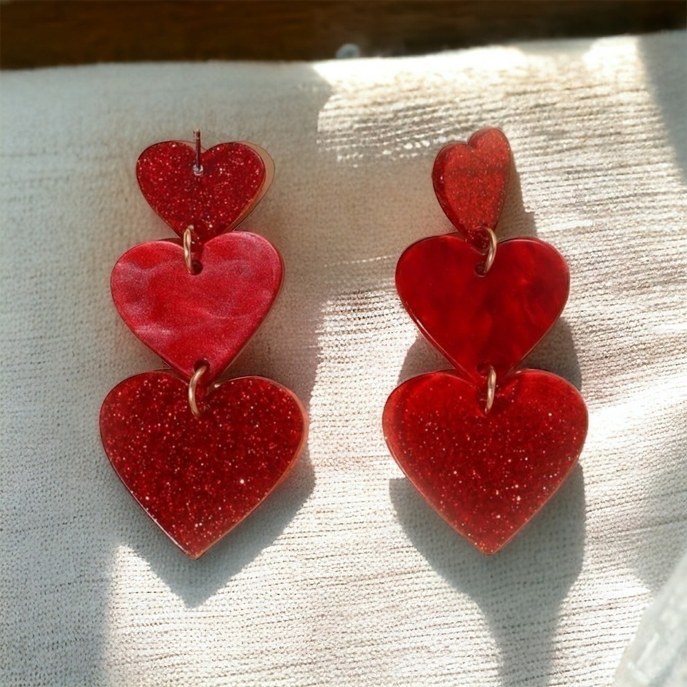 Acrylic Heart Decor Drop Earrings